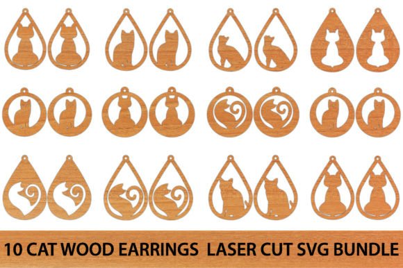 10 Cat Wood Earring Laser Cut Svg Bundle Review