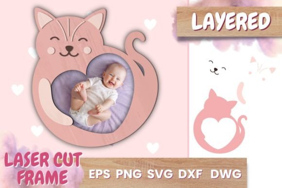 Cat Photo Frame SVG Papercut Animals