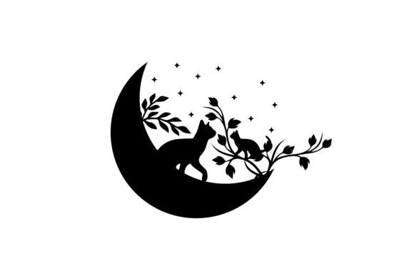 Cat with Floral Flower Moon Svg Review