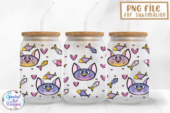 Colorful Cat and Fish Ombre 16oz Svg Review
