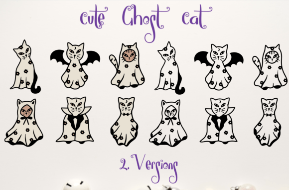 Ghost Clipart, Ghost Face Svg, Cute Cat