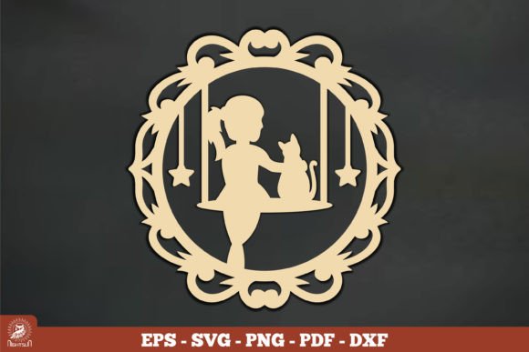 Girl and Cat Ornament Vintage SVG Review